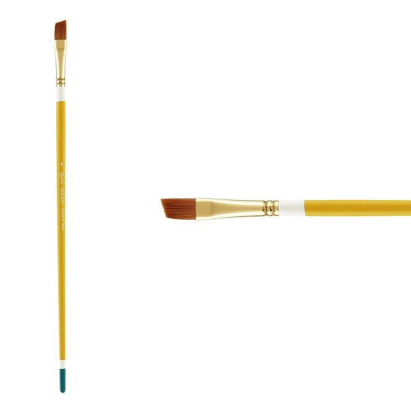 Creative Mark Qualita Golden Taklon Long Handle Brush Angular #4
