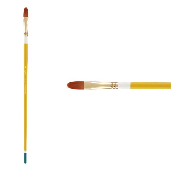 Creative Mark Qualita Golden Taklon Long Handle Brush Filbert #4