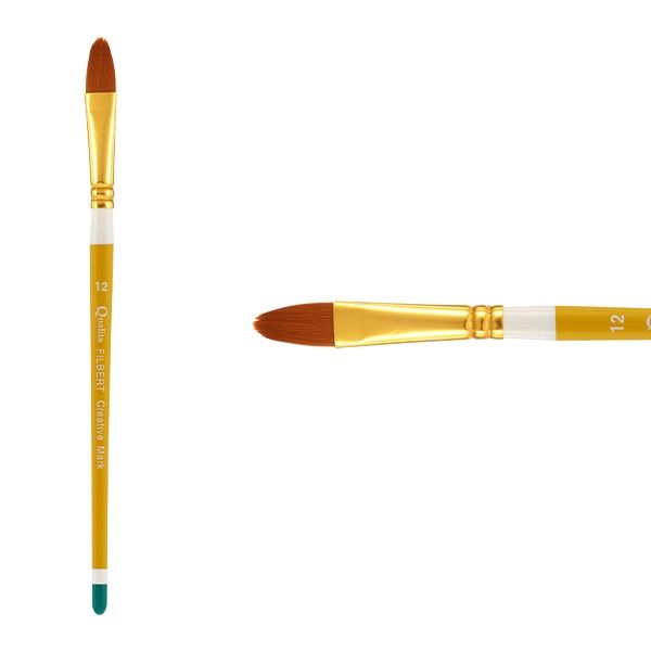 Creative Mark Qualita Golden Taklon Short Handle Brush Filbert #12