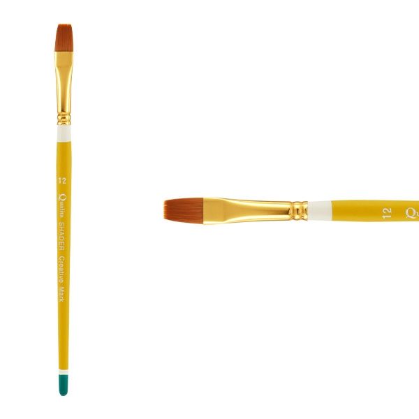 Creative Mark Qualita Golden Taklon Short Handle Brush Shader #12