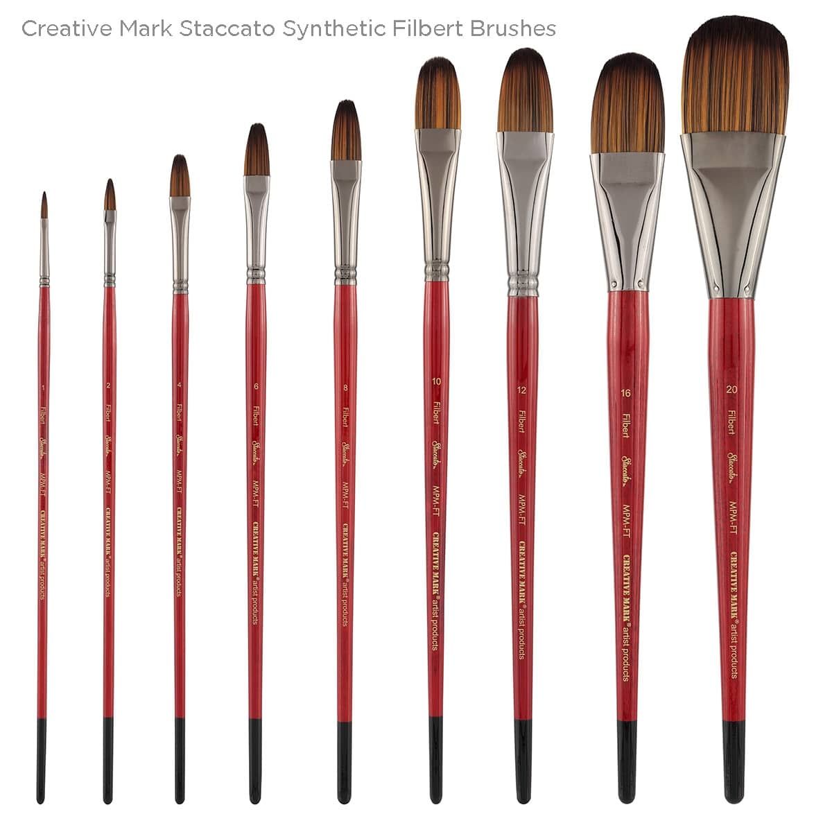 Staccato Artist Long Handle Fine Paint Brush Set for Canvas Painting -  Synthetic blend for Fine Point Detailing, Multi Media and Heavy Body  Acrylic