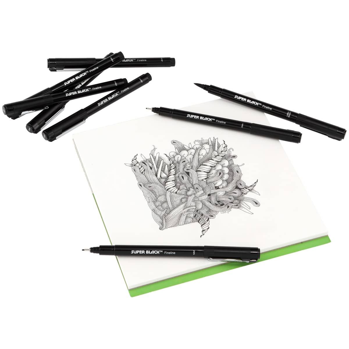 Super Black Permanent Fineliner Pen Sets by Creative Mark