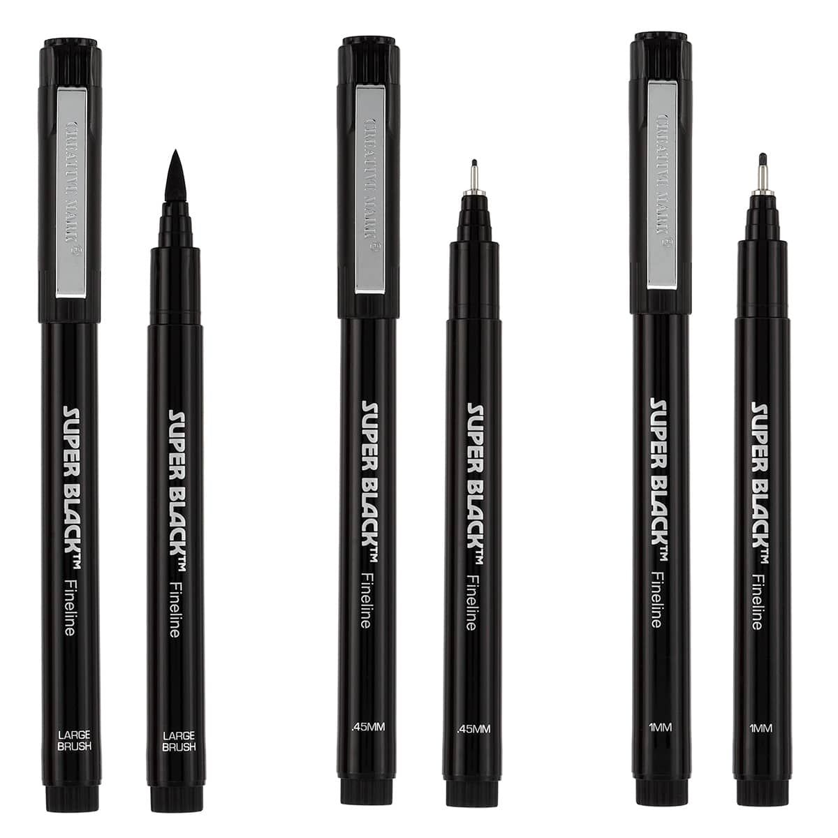  Super Black Permanent Fineliner Drawing Pens