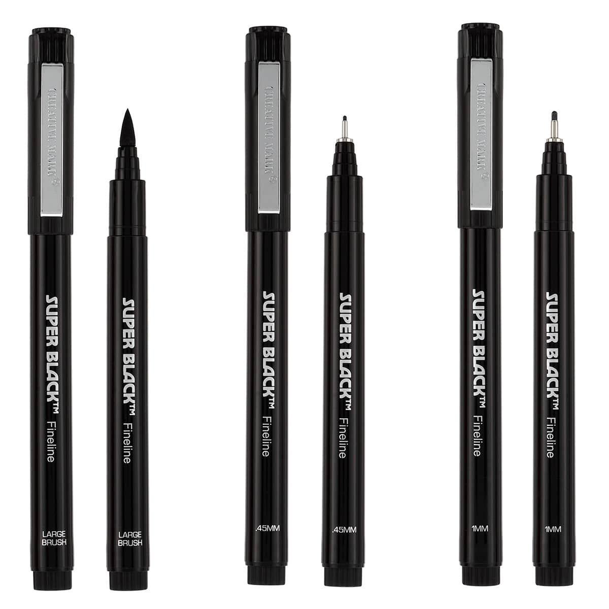 Fineliner Pen Set of 10 - Various Tip Sizes (Black) – Brite Crown