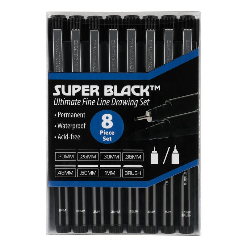 Ohuhu Fineliners Set of 8 Ultra Fine Line Drawing Markers, 8 Assorted Tip  Sizes Black Ink, JG Superstore