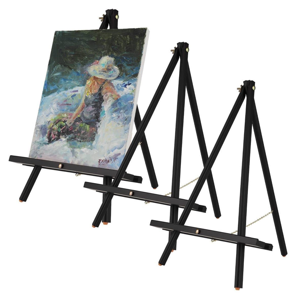 2 x 2 Stretched Canvas with 5 Mini Black Wood Display Easel Kit