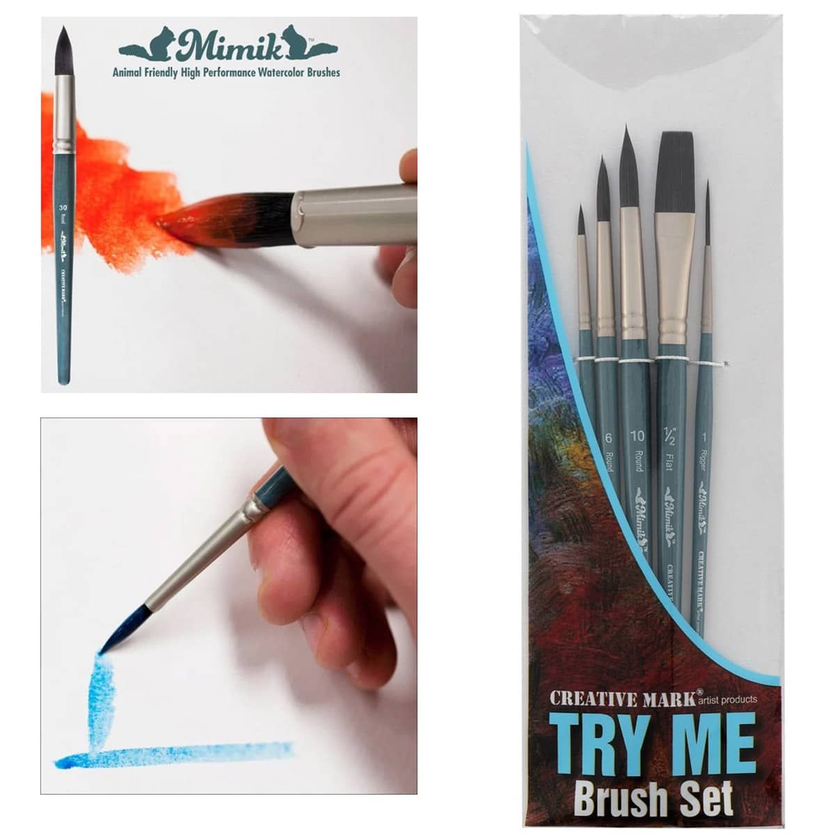 Creative Mark Mimik High Performance Professional Artist Synthetic Squirrel Hair Watercolor Brush- Rigger 1