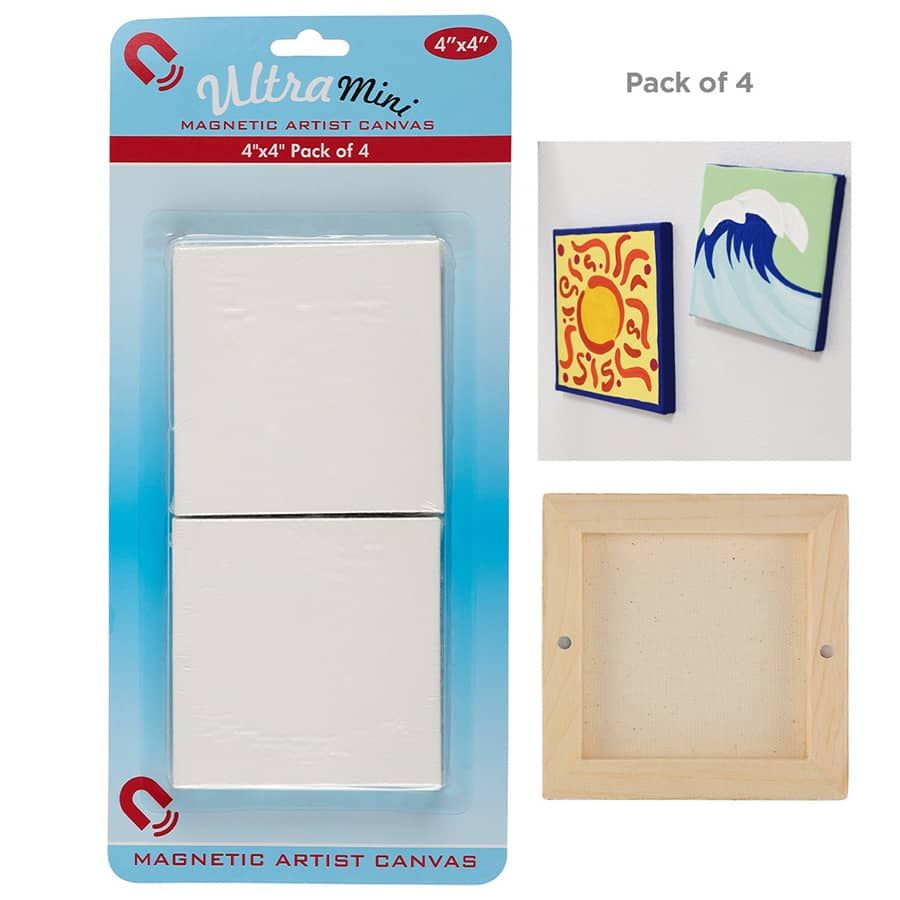 Mini Magnetic Square Paintable Canvas (Pack of 4)