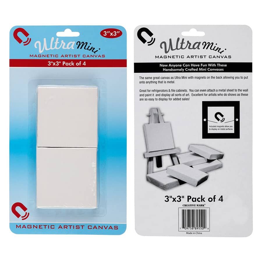 Mini Magnetic Square Paintable Canvas (Pack of 4) - 3x3in
