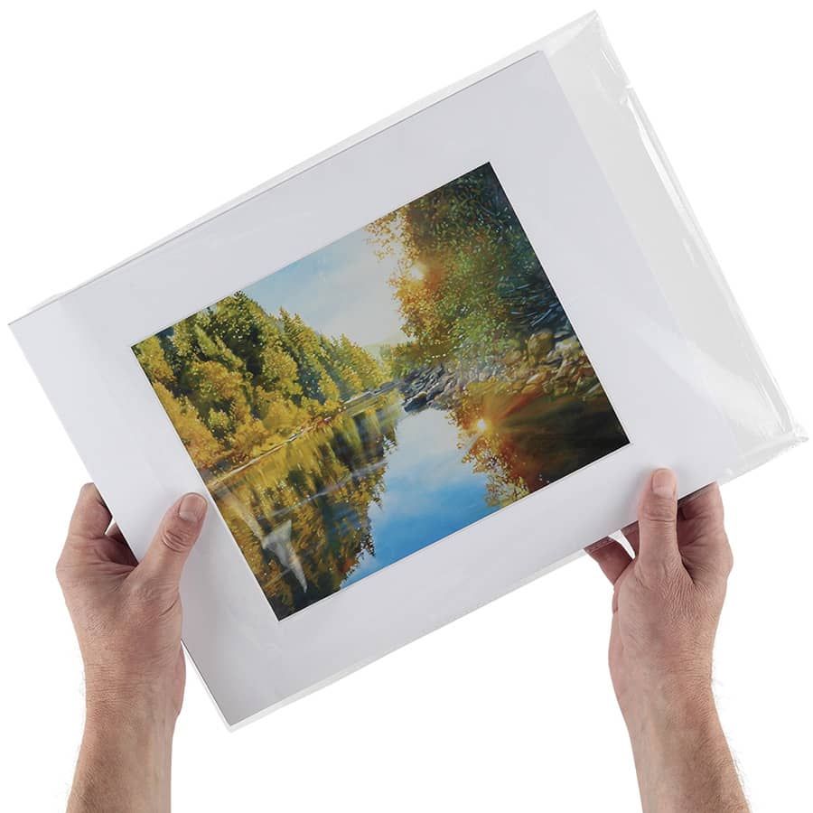 Acid Free 11x14'' White Mat Board Show Kit for 8x10'' Artworks or Pictures,  4-Ply Beveled Precut Photo Backing Boards and Crystal Clear Plastic Bags,  25 Pack : : Home