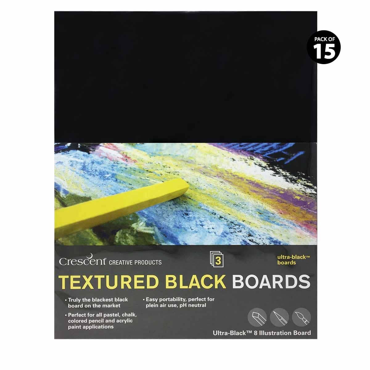 Crescent 8 Textured Black Mounting Board 15"x20" (Pack of 15) Jerry