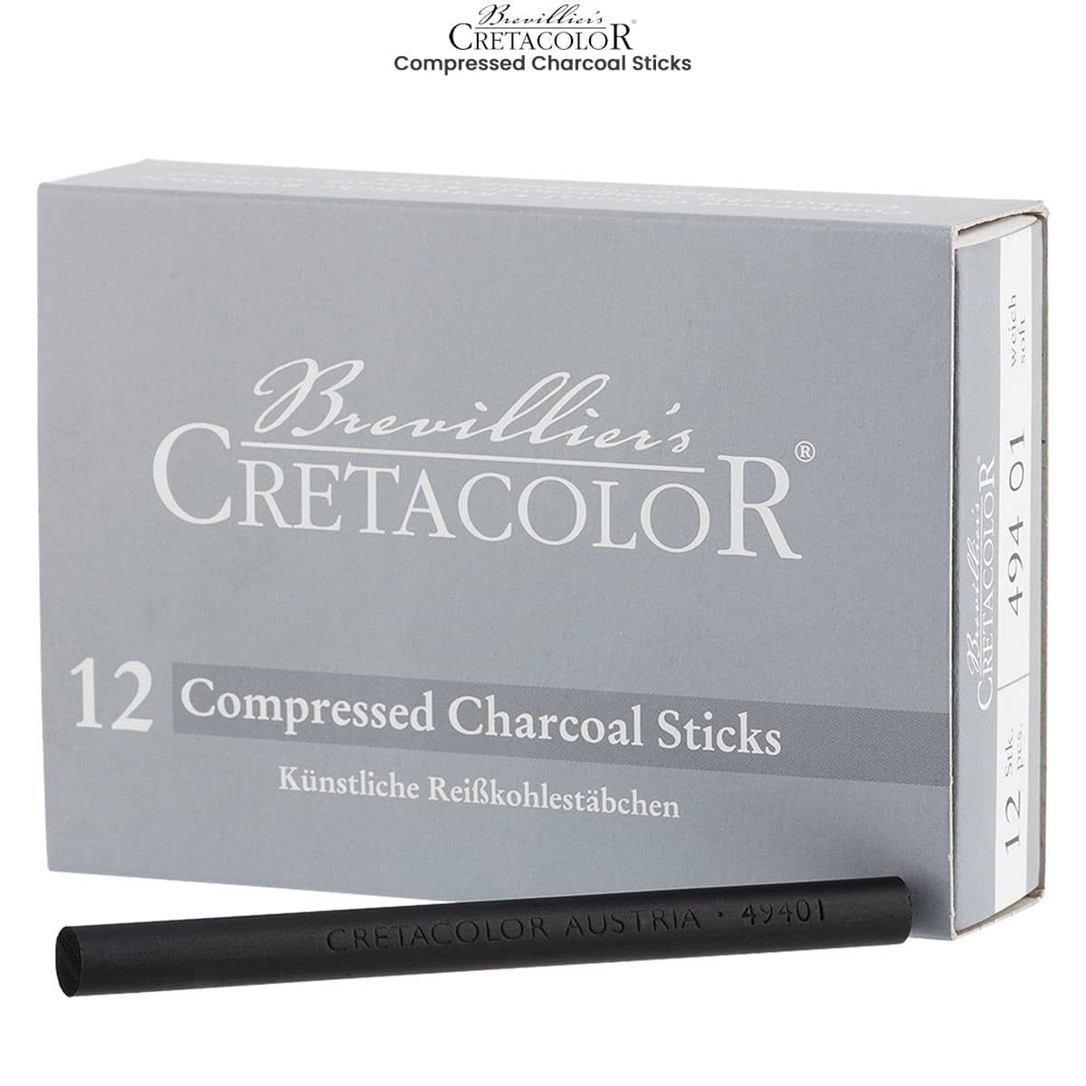 Artist Compressed Charcoal Sticks for Sketching, Drawing, Shading, Soft,  Medium
