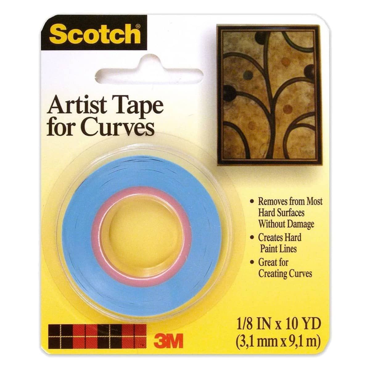 3M Artist Tape for Curves, 1/8" x 10 Yard Roll