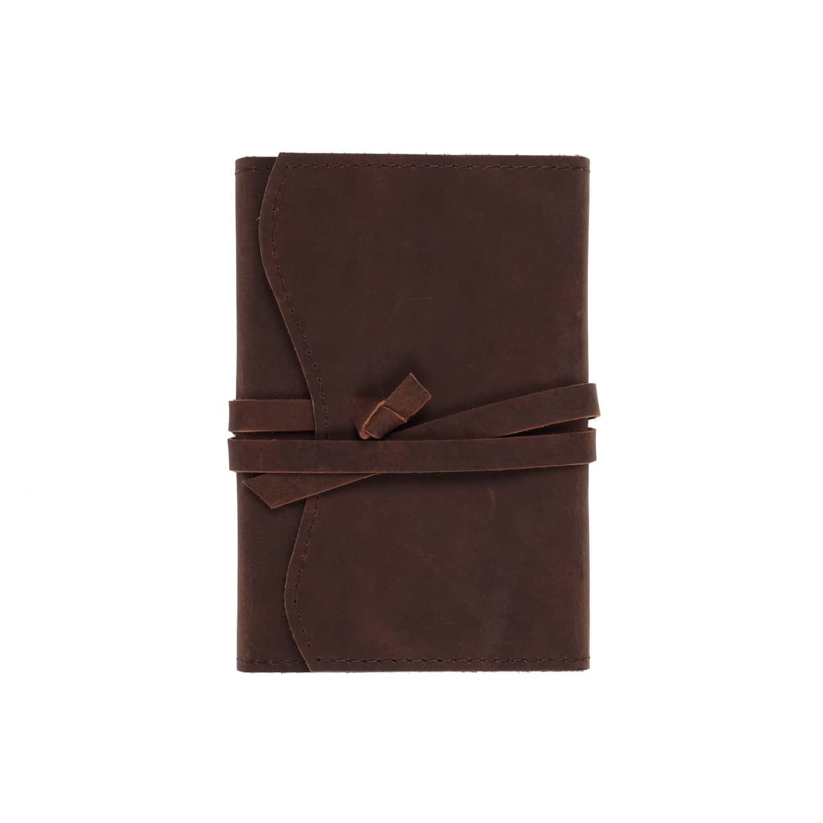 Dark Brown Leather Journal with Wrap - 4x6