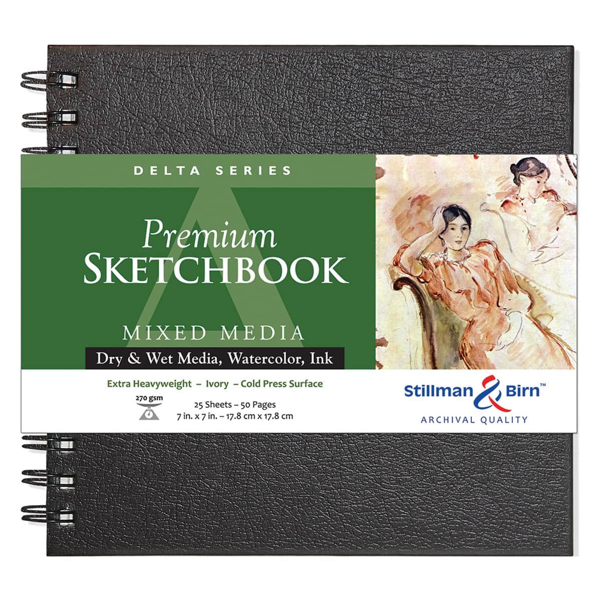 Stillman & Birn Beta Series Wirebound Sketchbook, 7 x 7, 270 GSM (Extra  Heavyweight), White Paper, Cold Press Surface