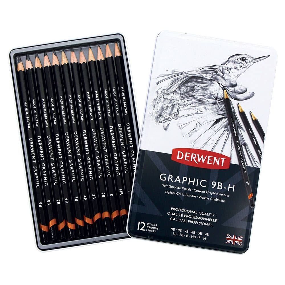 Derwent  Soft Graphic Pencil Set of 12 (9B-H)