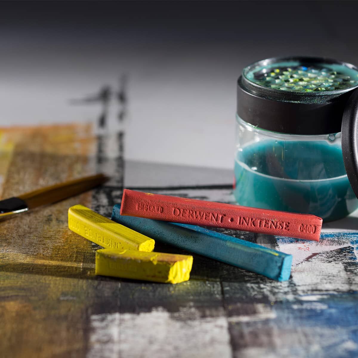 water soluble sticks that produce vibrant strokes and washes