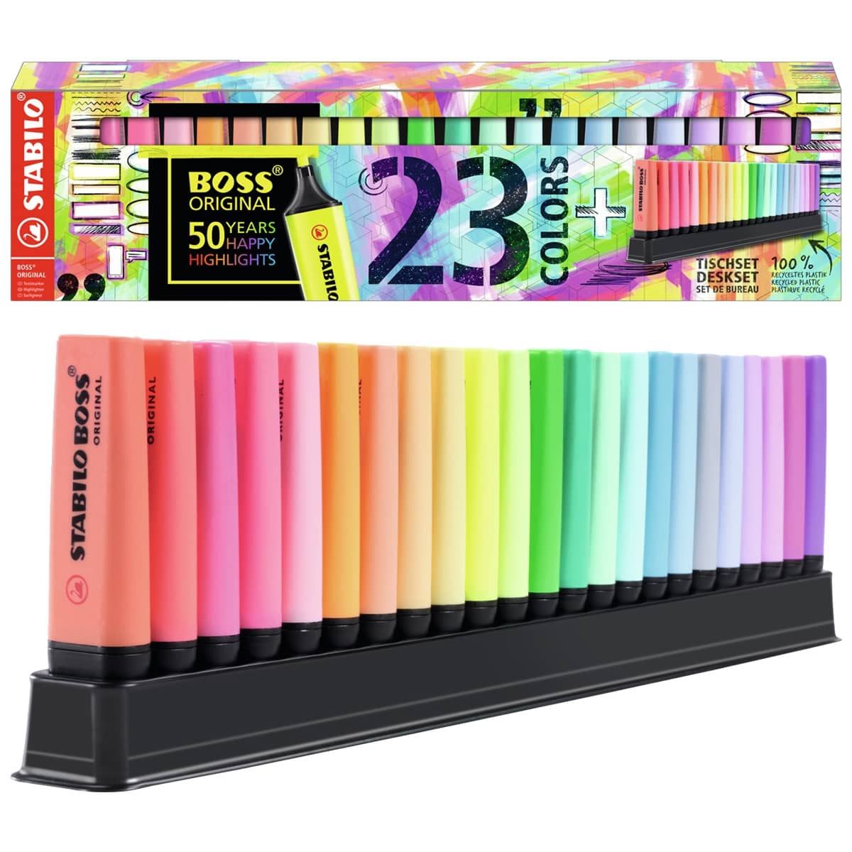 Stabilo Boss Original Fluorescent + Pastel Colour | Pack of 23 Highlighters  