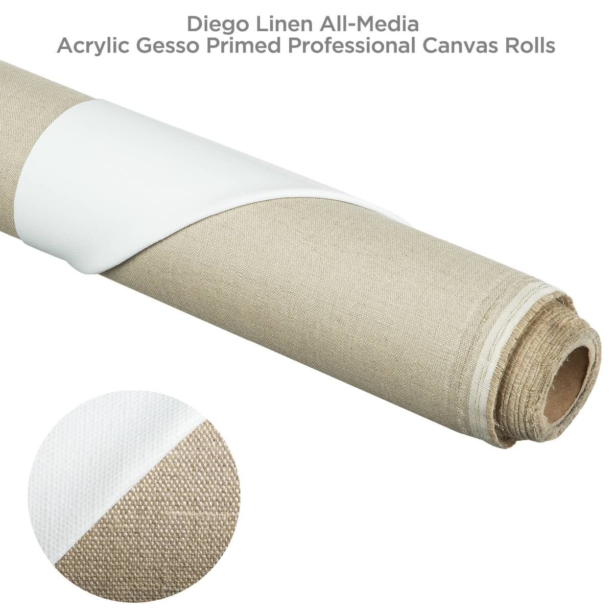 Diego Linen All-Media Acrylic Gesso Primed Professional Canvas Rolls