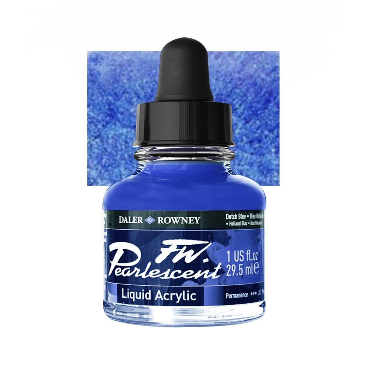 Daler-Rowney F.W. Pearlescent Acrylic Ink 1 oz Bottle - Dutch Blue