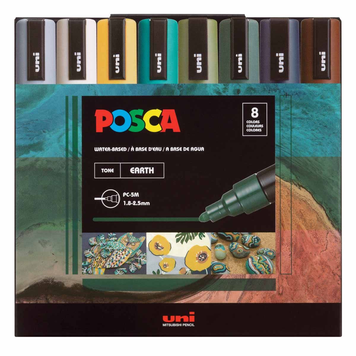 uni POSCA Acrylic Paint Marker - PC-1R Extra Fine - 8 Basic Color Set 