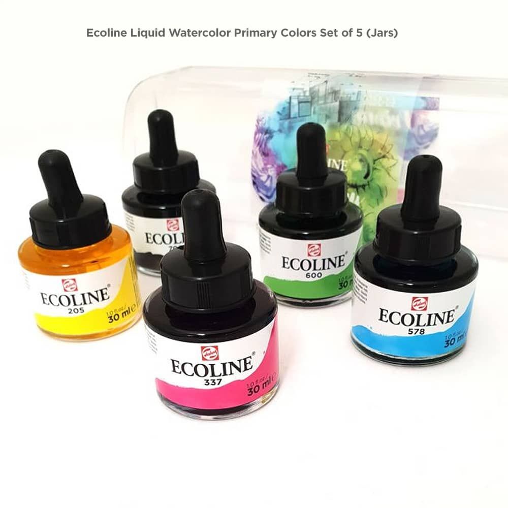 Ecoline liquid watercolor bottle set of 5 primary colors 