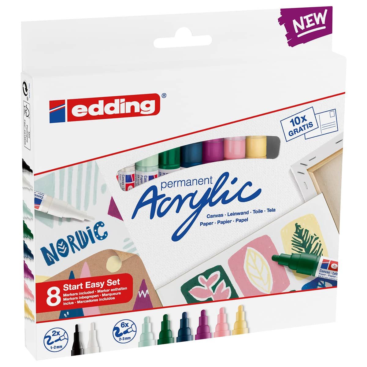 Edding Acrylic Marker Starter Set of 8 Nordic Colors