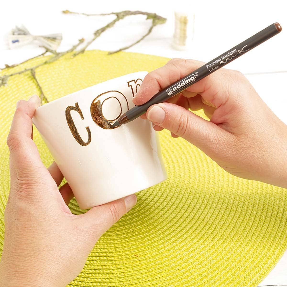 Edding 4200 Porcelain Brush Pen Tin Set of 6 Warm Colors