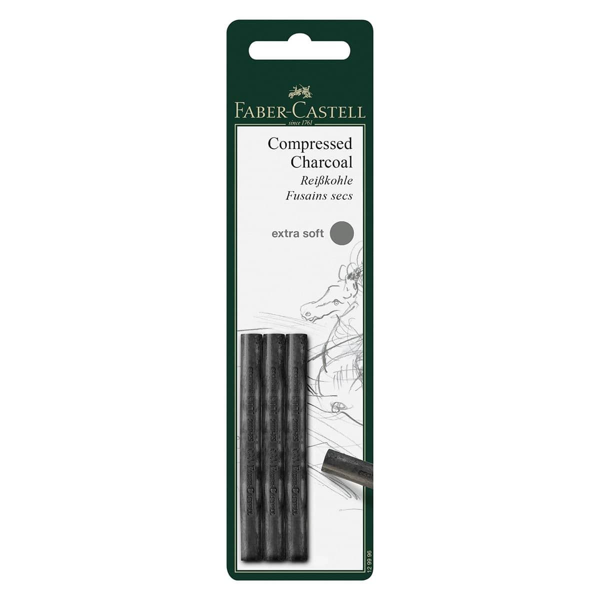 Faber-Castell Pitt Compressed Charcoal Sticks - Extra Soft - Set of 3