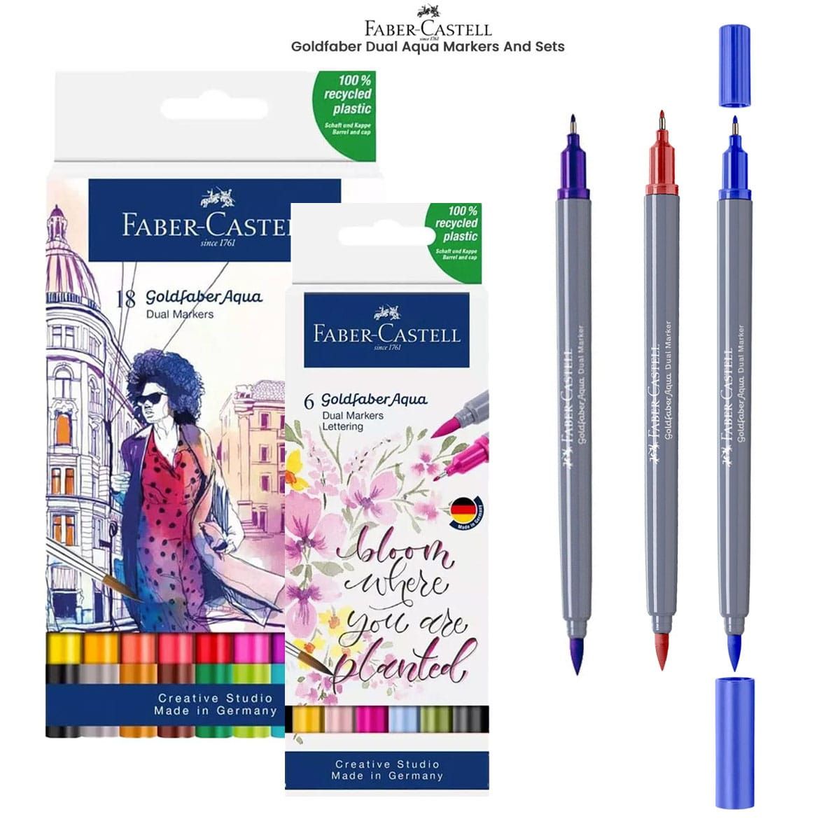 10 AquaMarkers Dual Tip | Watercolour Markers | Coloring Markers |  Calligraphy Markers | Brush Tip Markers | Professional Painting Markers