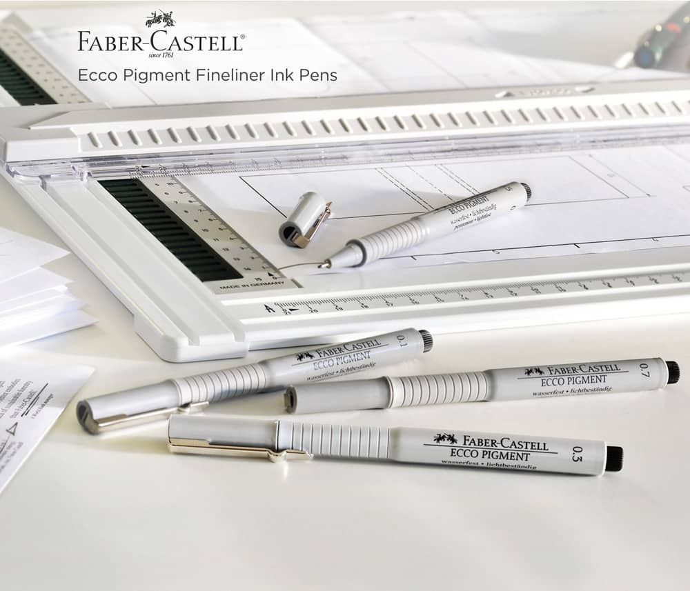 Eberhard Faber Fineliner Marker Set - 4 Black Waterproof Pigment Liners For Drawing