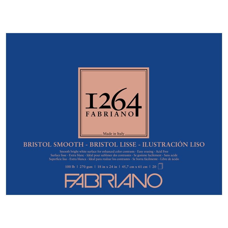 Fabriano 1264 Bristol Smooth 100 lb (20-Sheet) Pad 18x24 