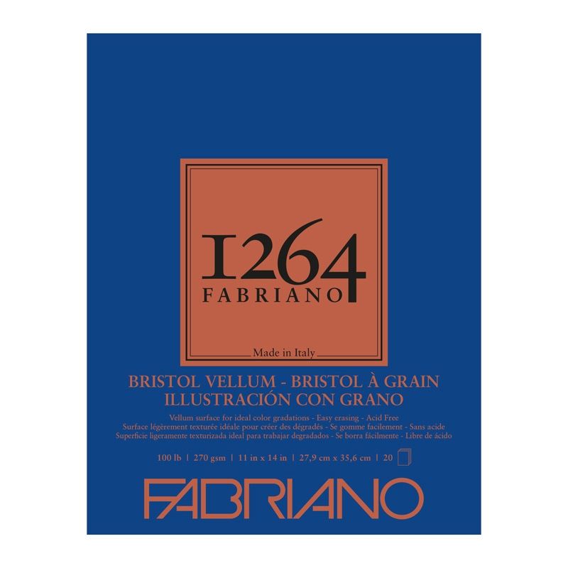 Fabriano 1264 Bristol Vellum 100 lb (20-Sheet) Pad 11x14