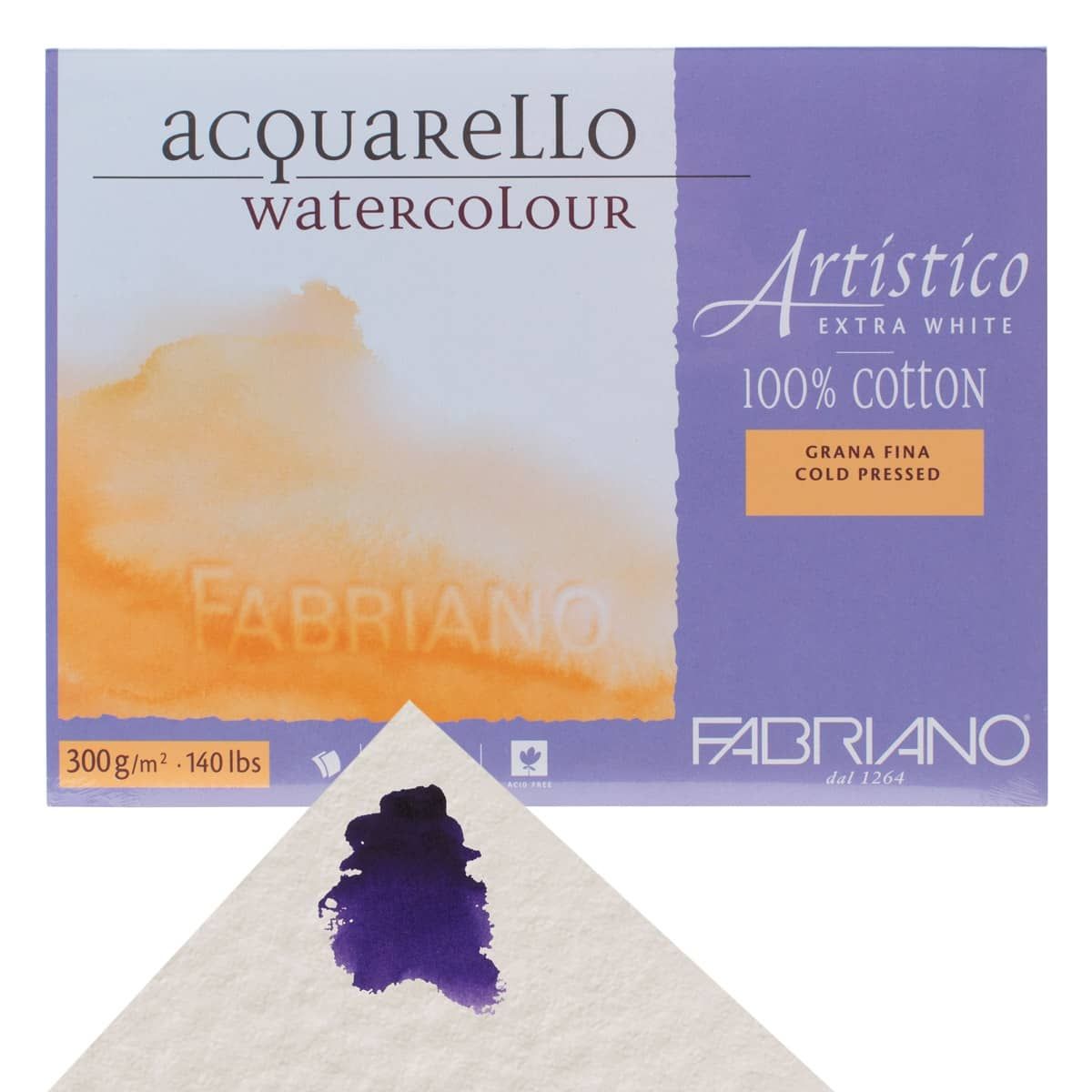 Fabriano Artistico Enhanced Watercolor Block - Extra White, Hot Press, 9 x 12