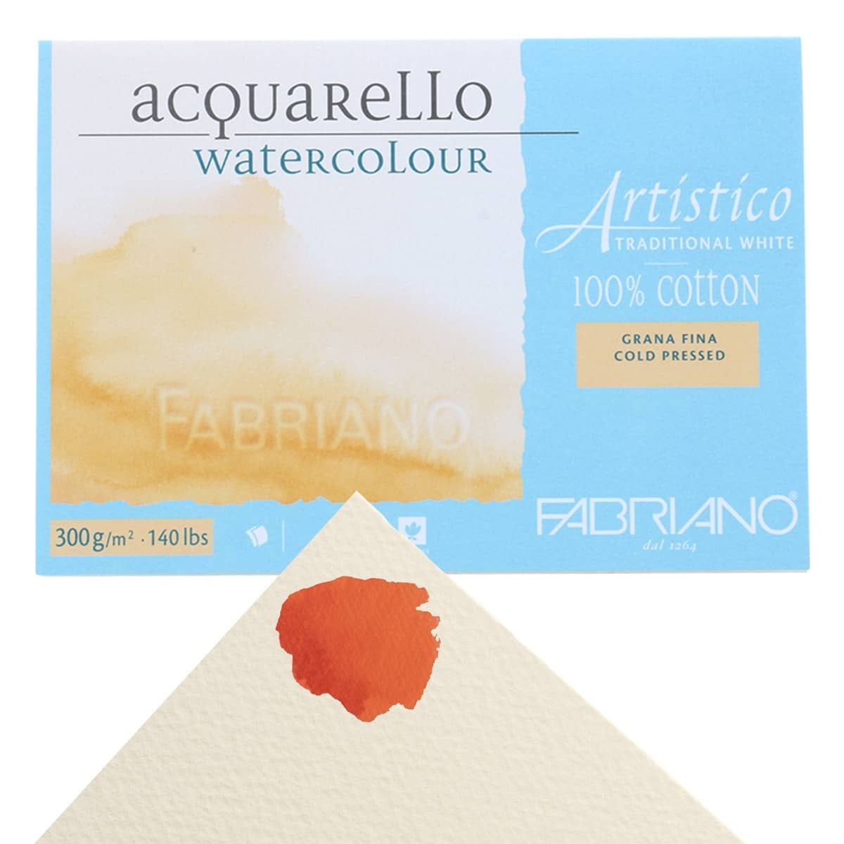 Fabriano Artistico Extra White Watercolor Block, 140 lb./300 gsm, Rough, 15  Sheets, 14 x 20 