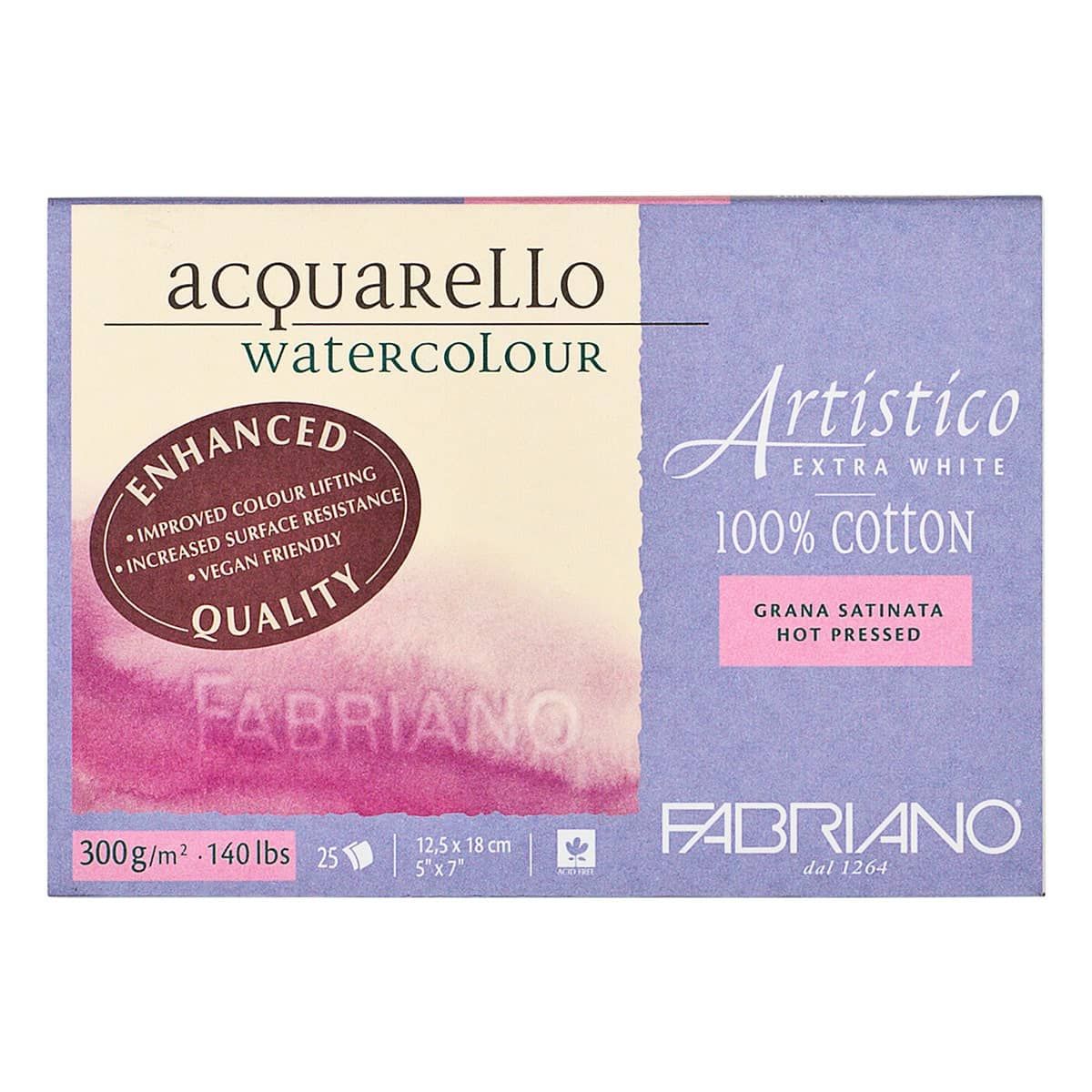 Bloc papier aquarelle extra blanc 100% coton Fabriano artistico