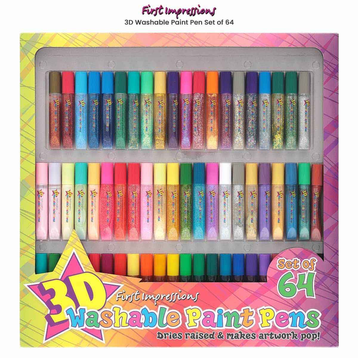 First Impressions 3D Washable Painting Glue Pen Set of 64
