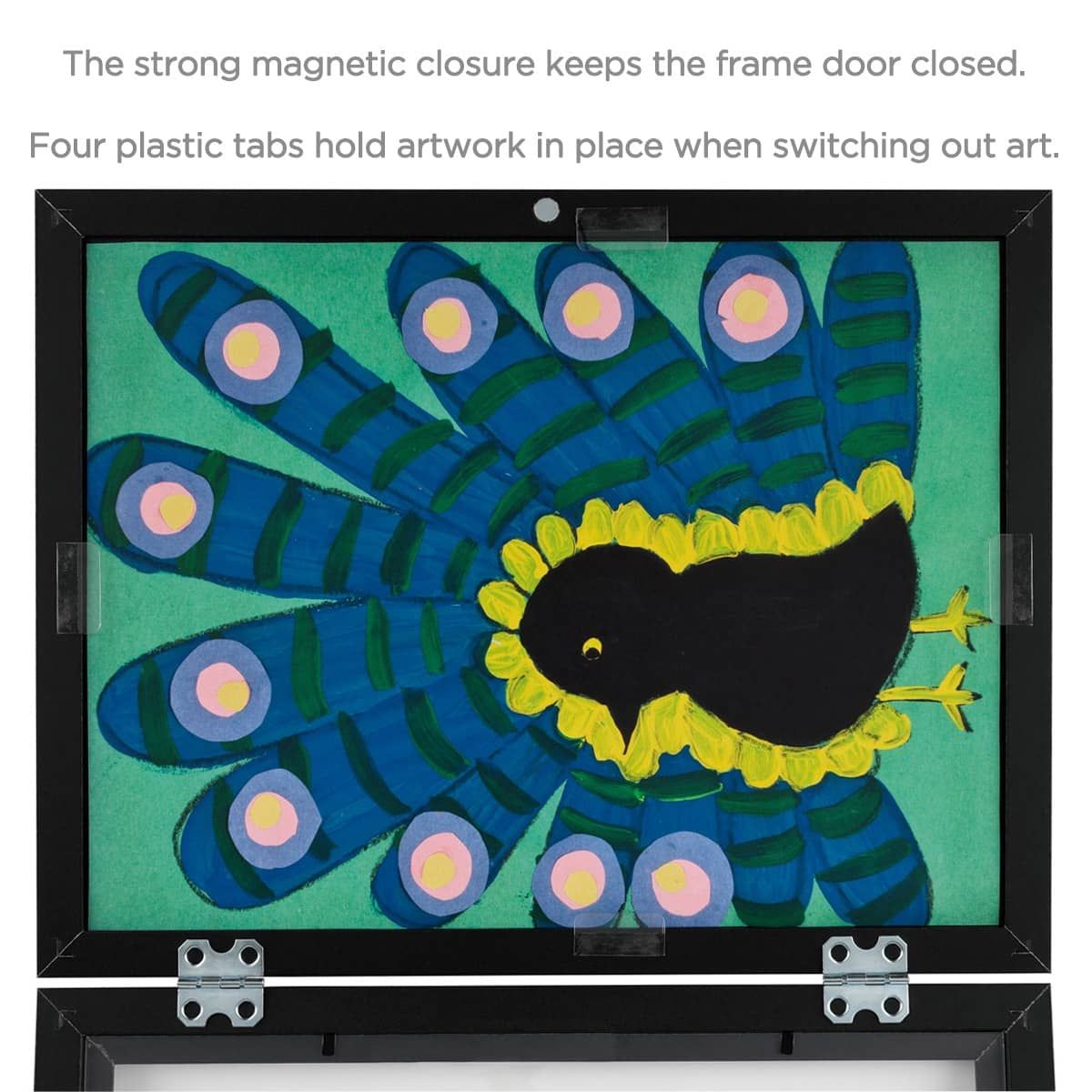 Magnetic closure keeps the frame door closed