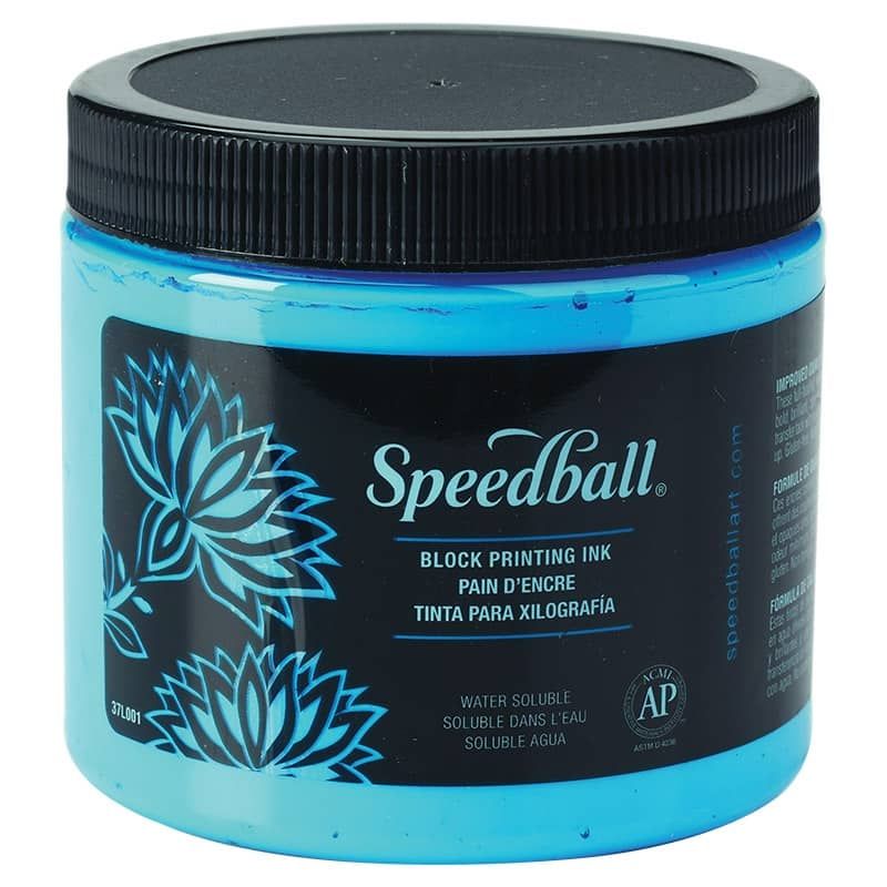 Fluorescent Blue Speedball Water Soluble Block Printing Ink 16 oz 
