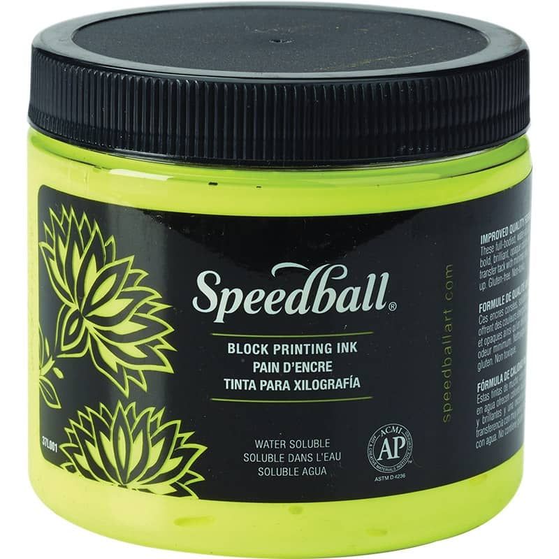 Fluorescent Yellow Speedball Water Soluble Block Printing Ink 16 oz 