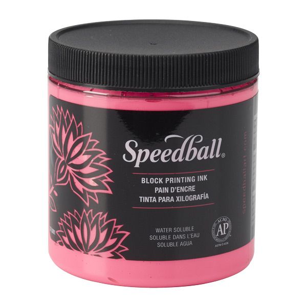 Speedball Water Soluble Block Printing Ink 8 oz - Fluorescent Hot Pink