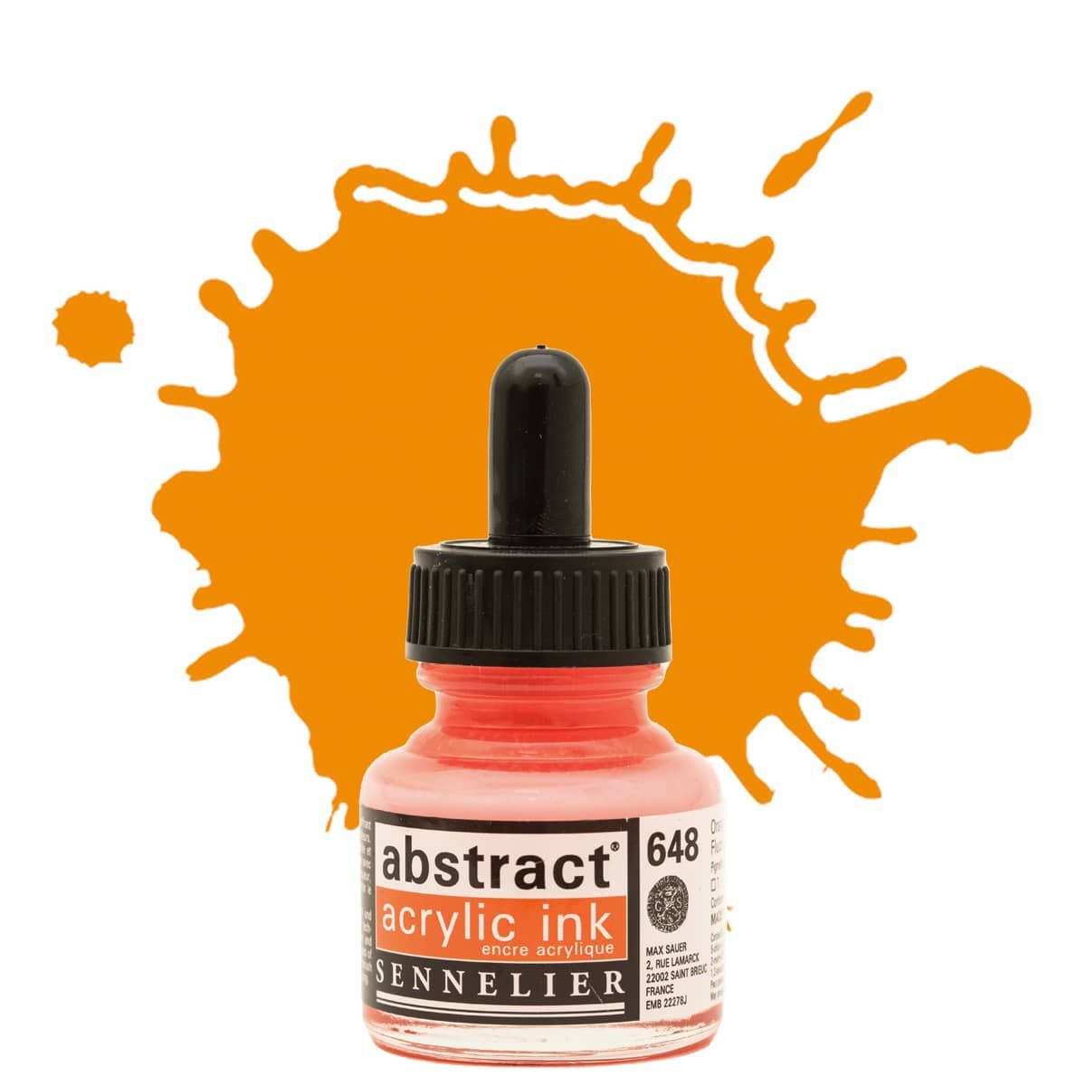 Sennelier Abstract Acrylic Ink - Fluorescent Orange, 30ml