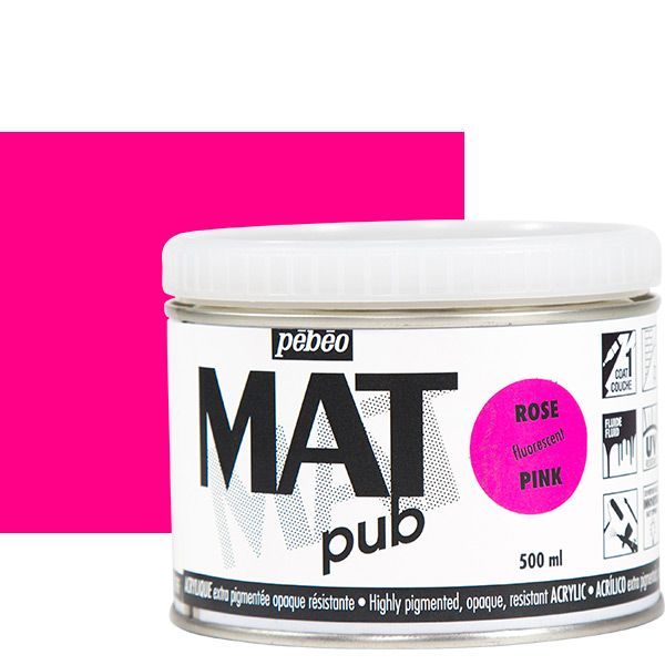 Pebeo Acrylic Mat Pub 500ml - Fluorescent Pink