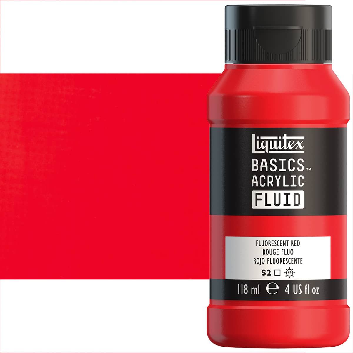 Liquitex Basics Fluid Acrylic - Fluorescent Red, 4oz Bottle