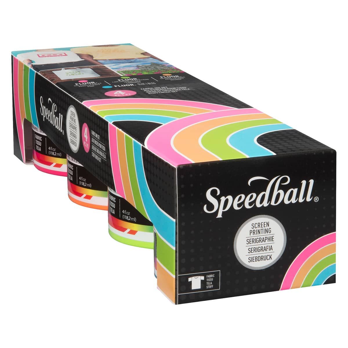 Speedball Fabric Screen Print Set of 4 - Fluorescent Colors, 4oz