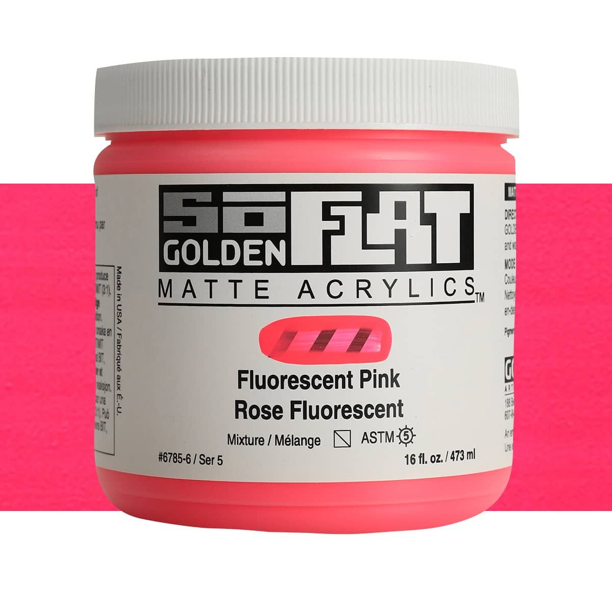 Golden SoFlat Matte Acrylic 16 oz Fluorescent Pink