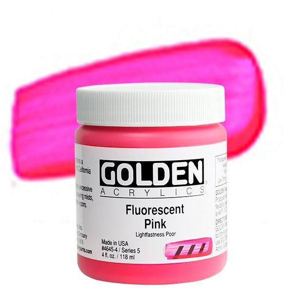 Golden Artist Acrylic 4 Ounce Jar Fluorescent Pink (4645-4)