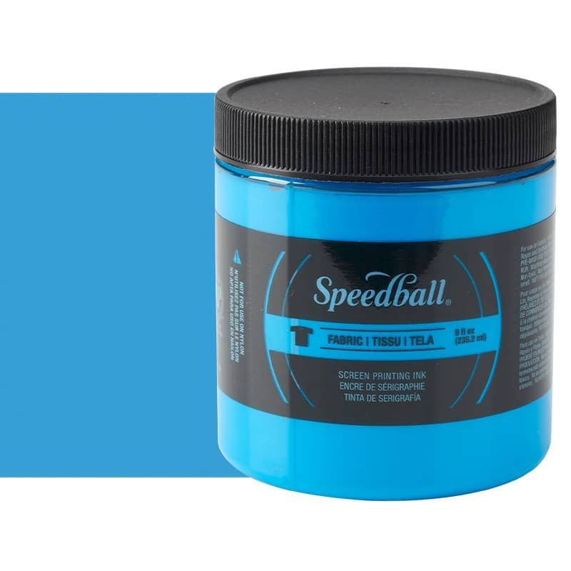 Speedball Fabric Screen Printing Ink 8 oz Jar Fluorescent Blue