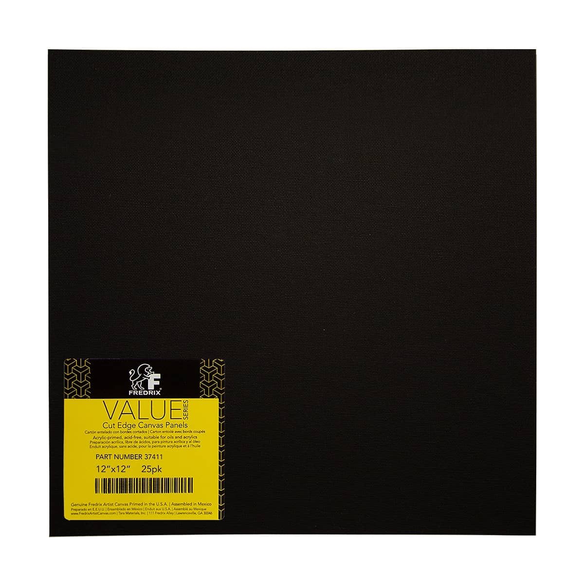 Fredrix Cut Edge Value Series Canvas Panels - 12x12in Black