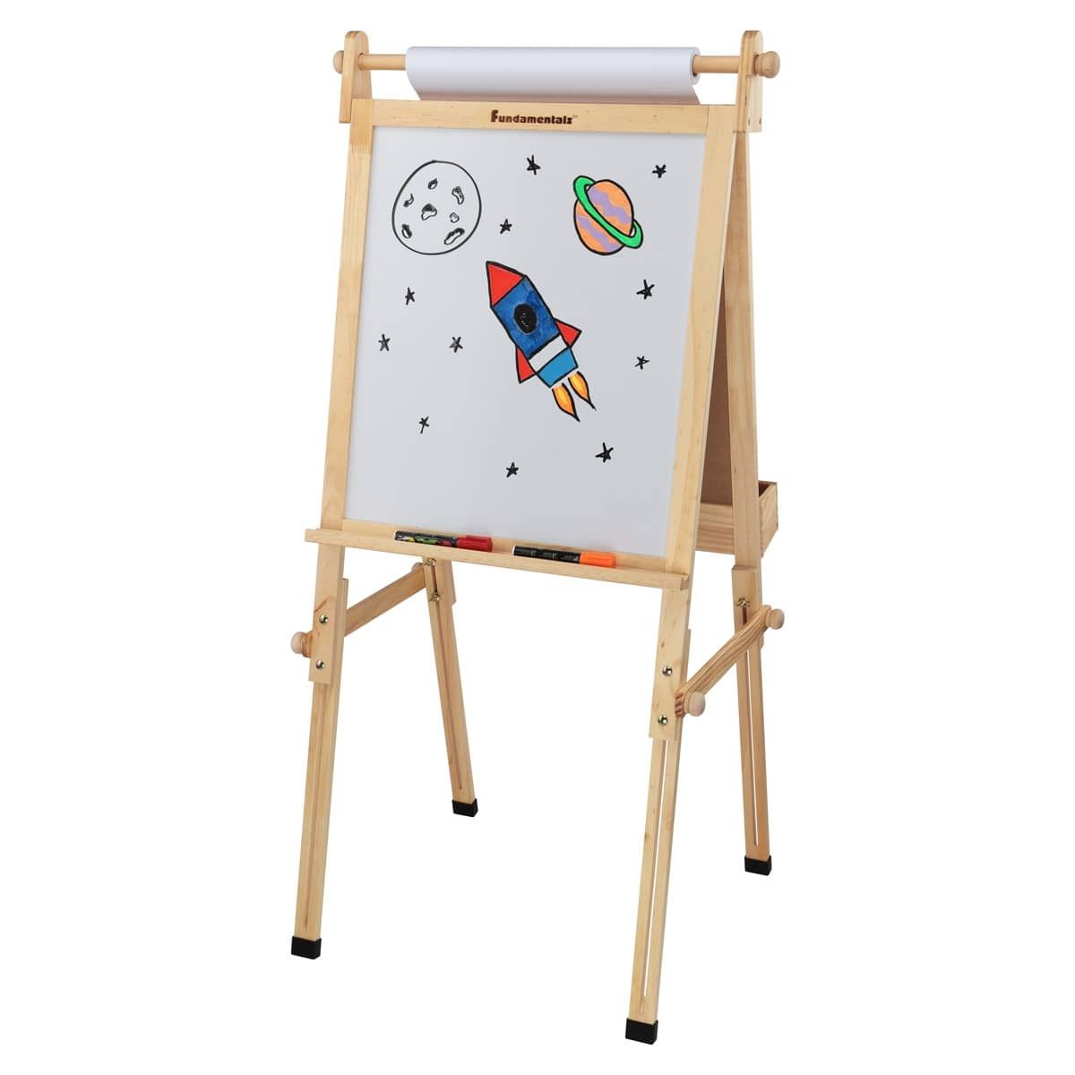 Fundamentals Kids Art Easel 3 in 1 Multipurpose Wooden Art Easel, Chalk Board 